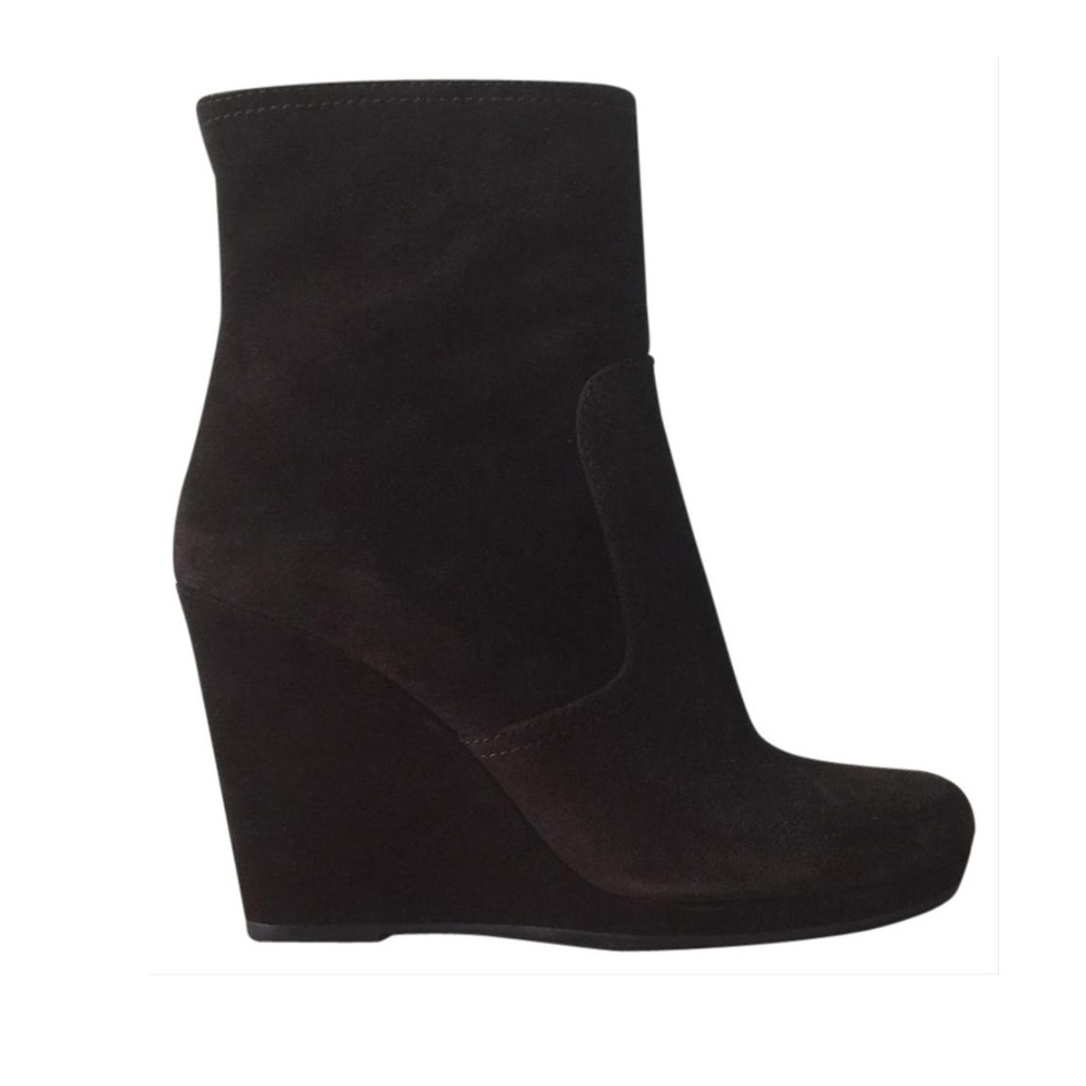 New PRADA Brown Suede Wedge Ankle Booties 39